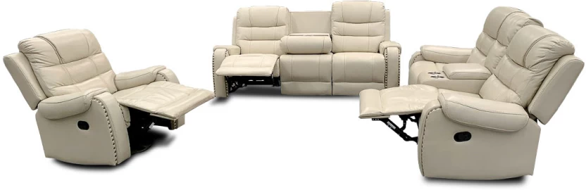 KImberly 6035-Beige Half-leather Manual Swivel 6 Seater Recliner (Finish Colour - Beige, DIY(Do-It-Yourself)) - Image 3