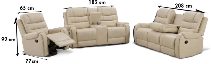 KImberly 6035-Beige Half-leather Manual Swivel 6 Seater Recliner (Finish Colour - Beige, DIY(Do-It-Yourself)) - Image 4