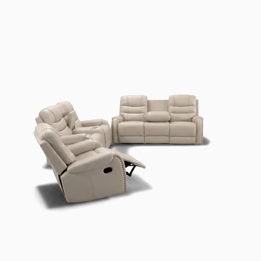 KImberly 6035-Beige Half-leather Manual Swivel 6 Seater Recliner (Finish Colour - Beige, DIY(Do-It-Yourself)) - Image 2
