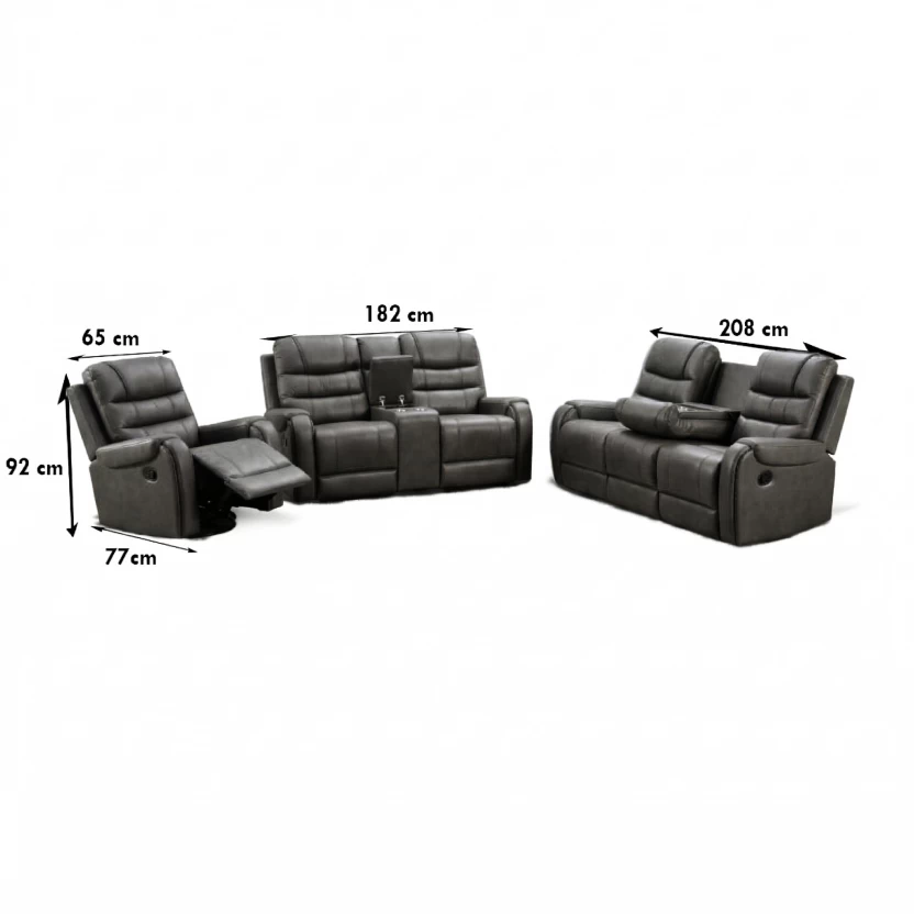 KImberly 6035-Grey Half-leather Manual Swivel 6 Seater Recliner (Finish Colour - Grey, DIY(Do-It-Yourself)) - Image 6