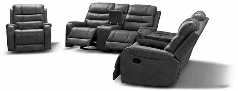 KImberly 6035-Grey Half-leather Manual Swivel 6 Seater Recliner (Finish Colour - Grey, DIY(Do-It-Yourself)) - Image 2