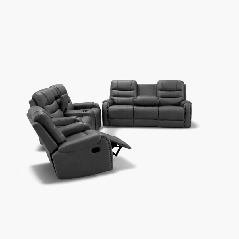 KImberly 6035-Grey Half-leather Manual Swivel 6 Seater Recliner (Finish Colour - Grey, DIY(Do-It-Yourself)) - Image 4