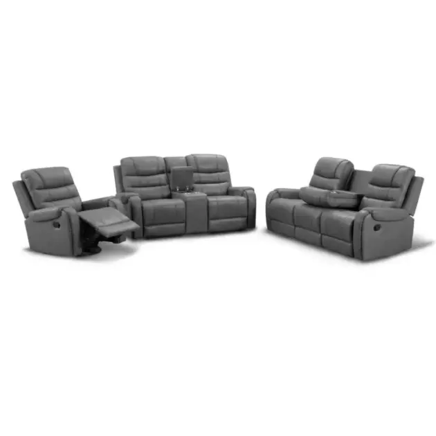KImberly 6035-Grey Half-leather Manual Swivel 6 Seater Recliner  (Finish Colour - Grey, DIY(Do-It-Yourself))