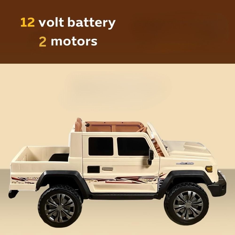 Large 4x4 Kids Electric Ride On Land Cruiser Inspired - Desert Sand Beige - Image 4