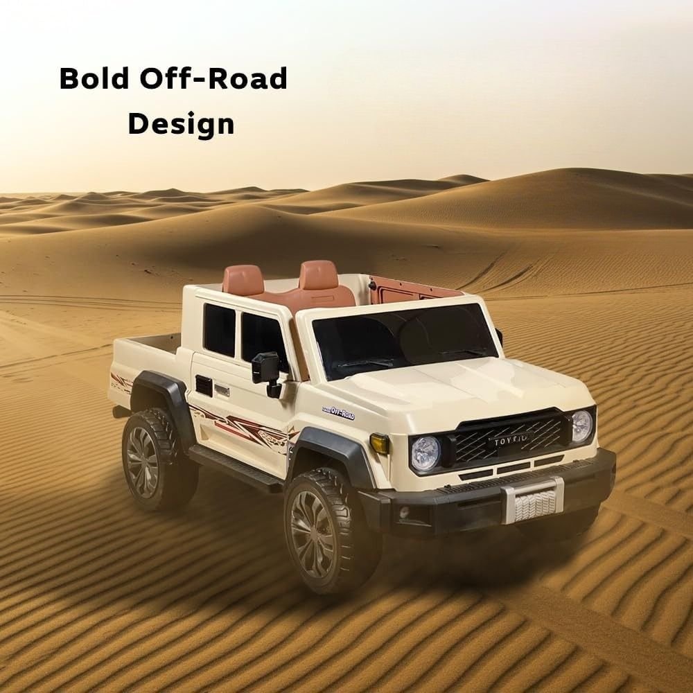 Large 4x4 Kids Electric Ride On Land Cruiser Inspired - Desert Sand Beige - Image 8