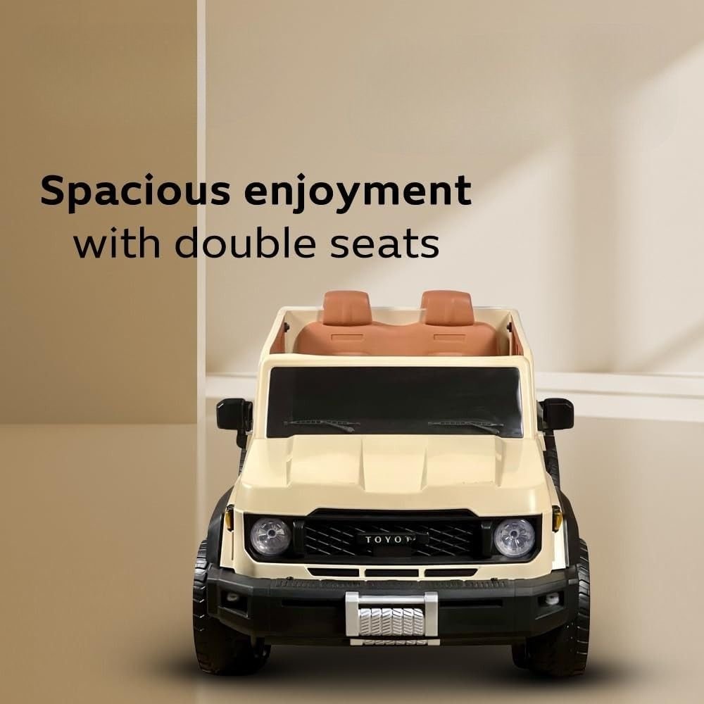 Large 4x4 Kids Electric Ride On Land Cruiser Inspired - Desert Sand Beige - Image 9
