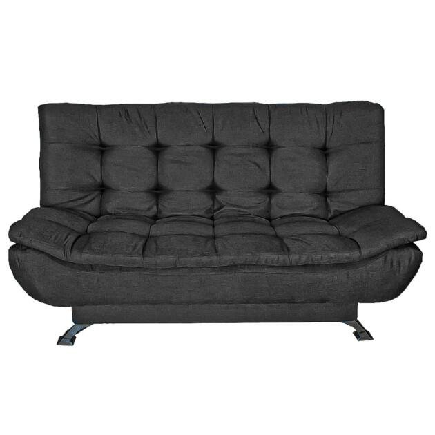 Modern Comfortable Foldable Fabric Sleeper Couch/Sofa - 3 Seater - Black