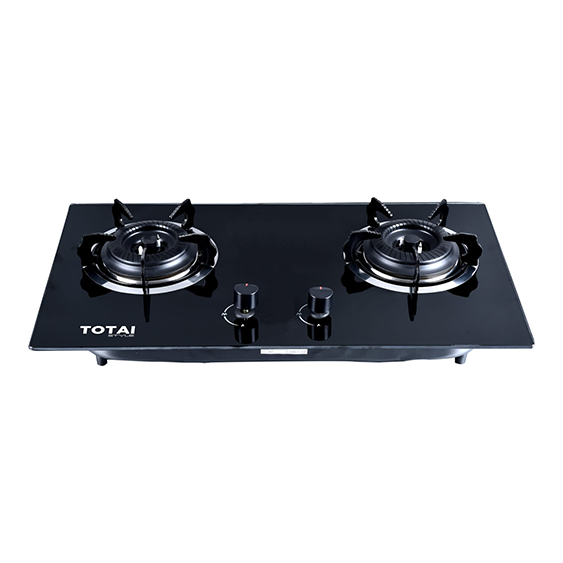 TOTAI TS 2 BURNER GAS ON GLASS HOB BLACK - Totai