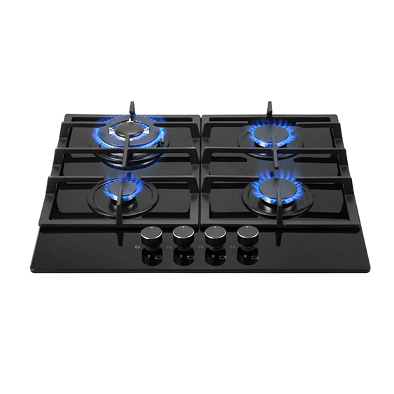 TOTAI 60CM 4 BURNER GAS ON GLASS HOB BLACK - Totai