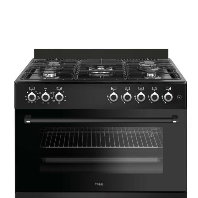 Totai TS 90cm 5 Burner Gas Stove With Electric Oven Black