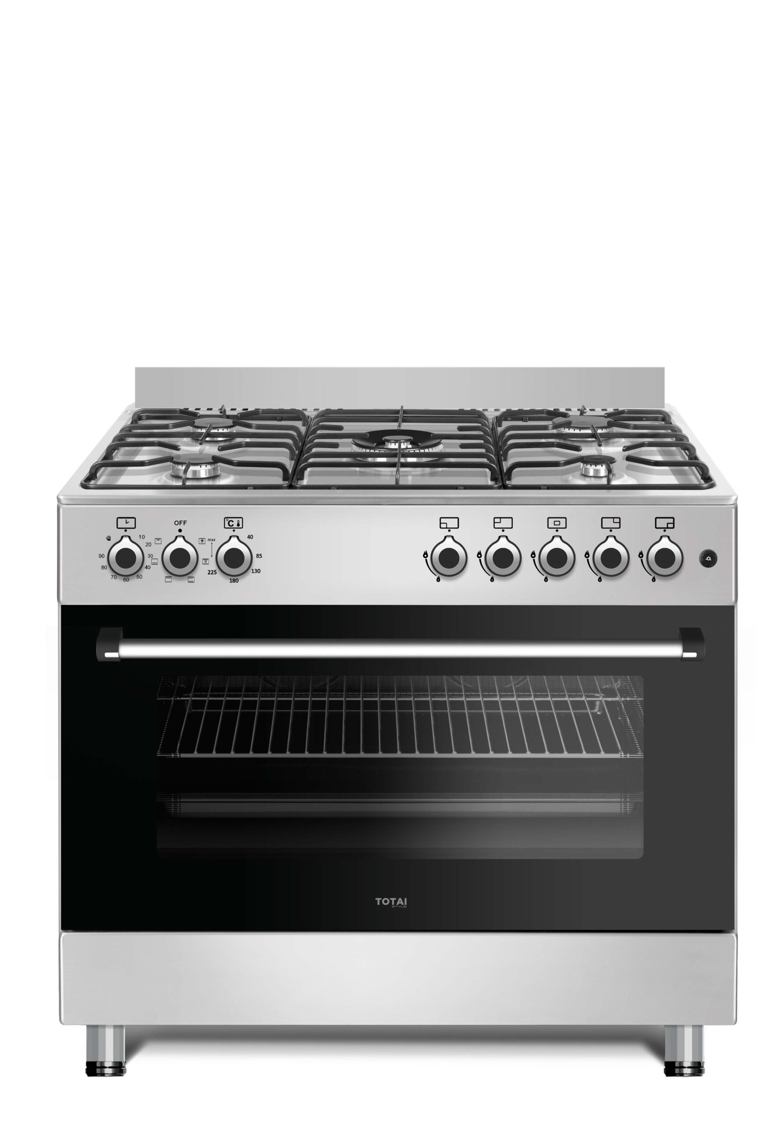 TOTAI TS 90CM 5 BURNER GAS STOVE WITH ELECTRIC OVEN- STAINLESS STEEL - Totai