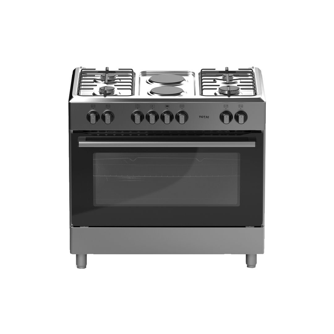Totai 03/T900GE - 4 Burner + 2 Electric Plates With Electric Oven 90cm Silver
